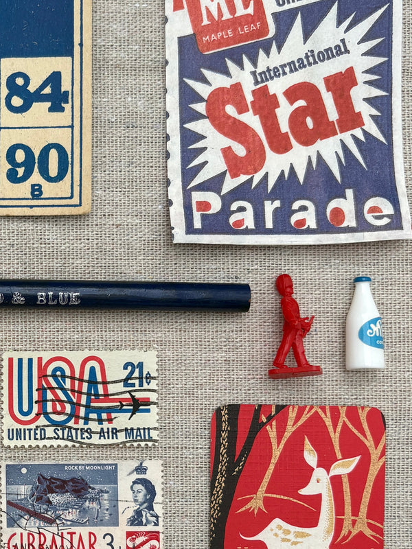 Red & Blue - Found objects vintage collection.